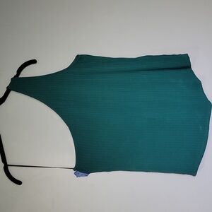 H&M Single Sleeve One Shoulder Ribbed Hunter Green Tank Top